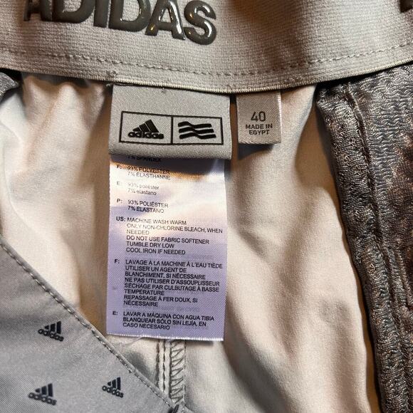 Adidas Golf Shorts.  Men's Gray with Adidas Pattern.  Pockets,  Size 40 - Picture 5 of 6